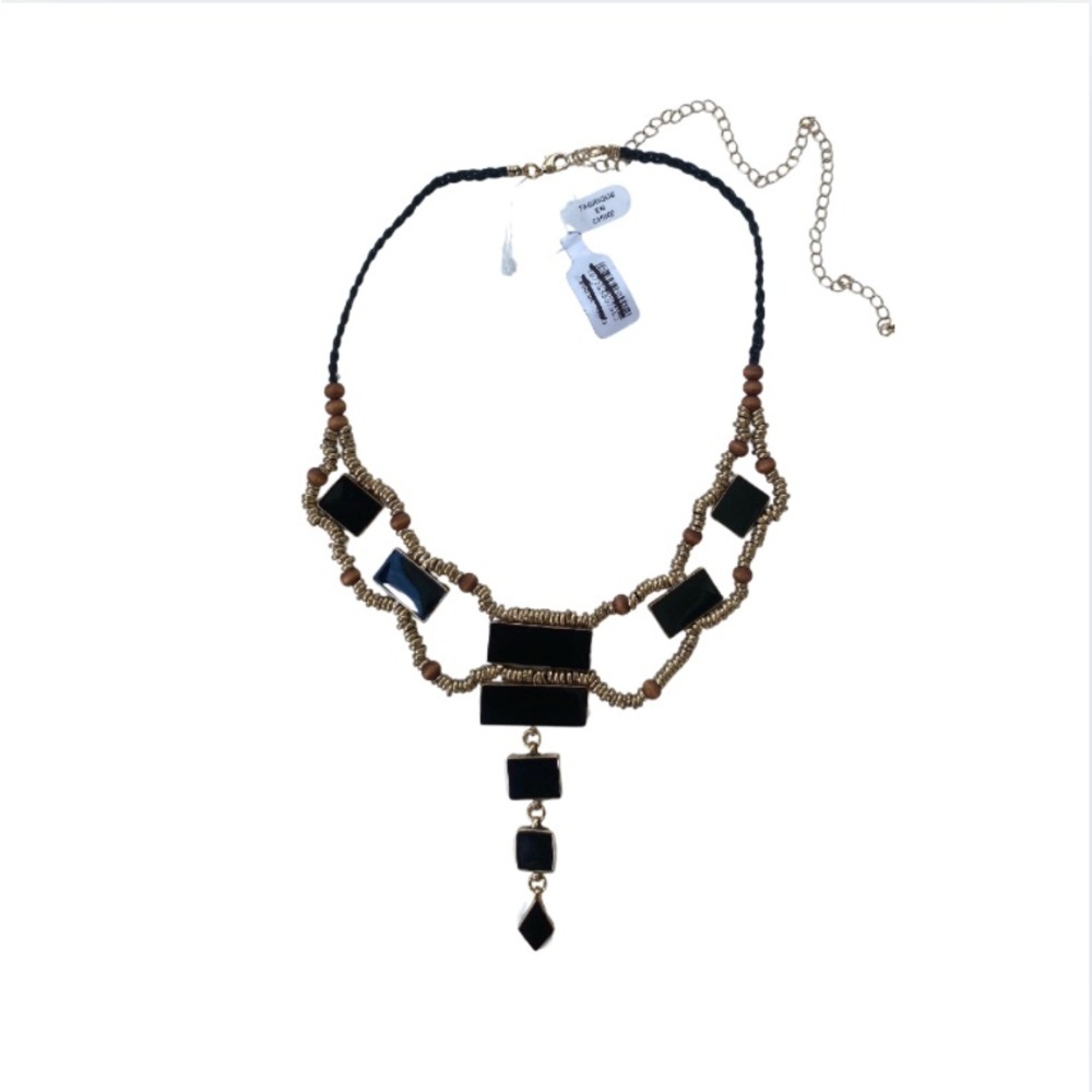 Free People beaded Necklace Black and Brown NWT Bohemian Style